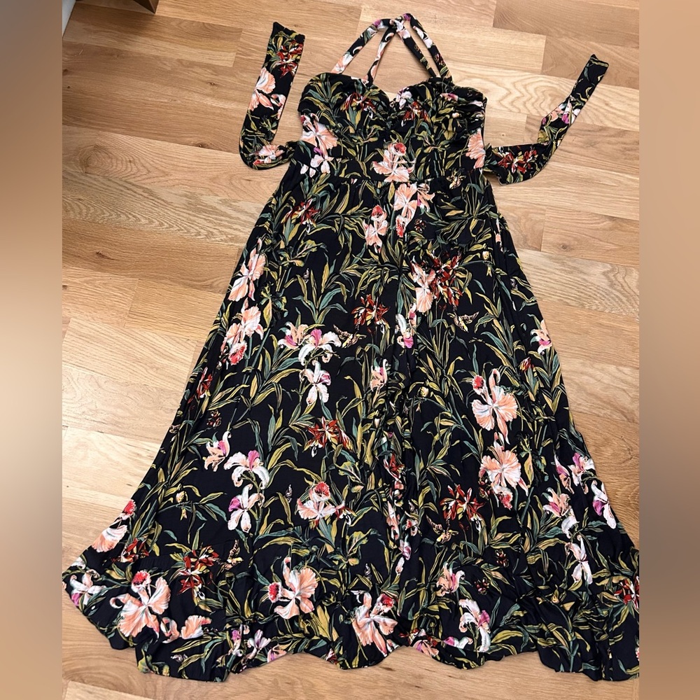 Maeve by Anthropologie Black Floral Summer Dress, Size XL, NWT